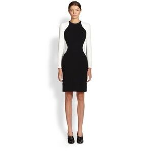 Stella McCartney Design Illusion Elegant Black and White Long Sleeve Mini Dress